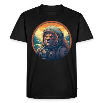 Astronaut Lion at sunset, creative - Men's Premium Organic T-Shirt - black - Front - Nico (187cm)