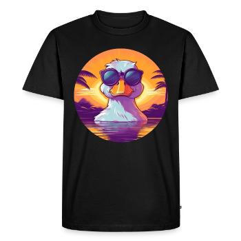 Canard frais - canard avec lunettes de soleil, palmier et - T-shirt Premium bio Homme - noir - Devant - Nico (187cm)