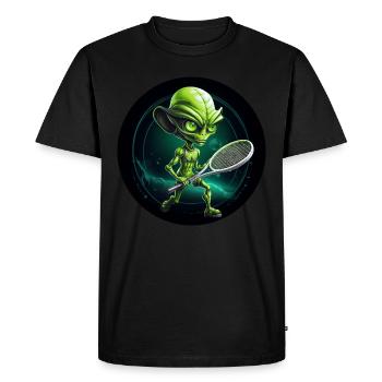 Cool Green Alien Tennis Player: Unique - T-shirt Premium bio Homme - noir - Devant - Nico (187cm)