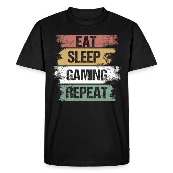 Eat - Sleep - Gaming - Cadeau - Jeux Vidéos - T-shirt Premium bio Homme - noir - Devant - Nico (187cm)