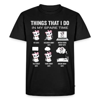 Chemise drôle d’amoureux des chats pour chat maman et papa chats - T-shirt Premium bio Homme - noir - Devant - Nico (187cm)