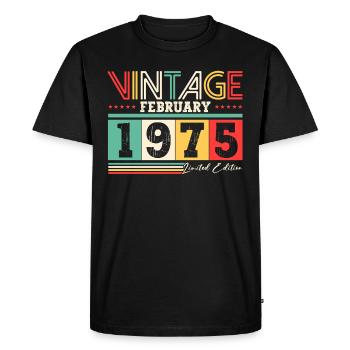 50th Birthday Gift Husband Vintage February 1975 - Men's Premium Organic T-Shirt - black - Front - Nico (187cm)