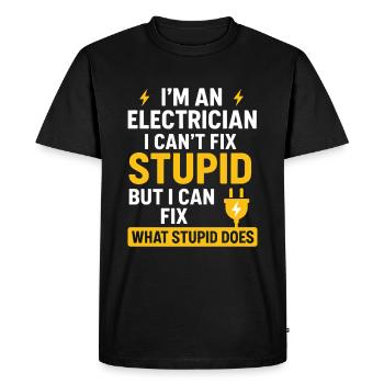Électricien avec le sens de l’humour et le sens des réalités - T-shirt Premium bio Homme - noir - Devant - Nico (187cm)