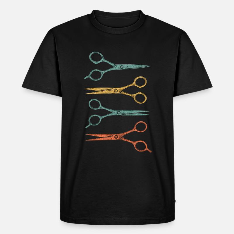 Farbenfrohe Friseurscheren - Männer Premium Bio T-Shirt - Schwarz