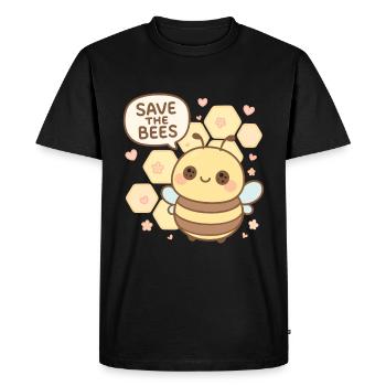 Save the Bees – Sweet Bee with a Message - Men's Premium Organic T-Shirt - black - Front - Nico (187cm)
