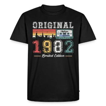 41ème Anniversaire Homme Vintage 1982 Cassette Vintage - T-shirt Premium bio Homme - noir - Devant - Nico (187cm)