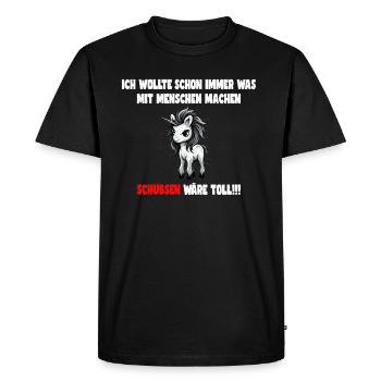 Funny unicorn design with slogan - Men's Premium Organic T-Shirt - black - Front - Nico (187cm)