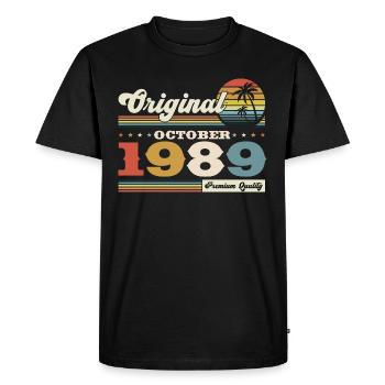 34ème Anniversaire Octobre Millésime 1989 Millésime - T-shirt Premium bio Homme - noir - Devant - Nico (187cm)