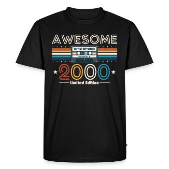 25ème Anniversaire Millésime Septembre 2000 Cassette 00 - T-shirt Premium bio Homme - noir - Devant - Nico (187cm)