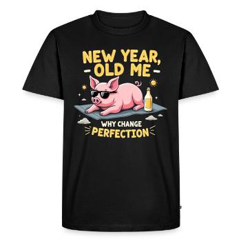 Cochon drôle - Design du Nouvel An - T-shirt Premium bio Homme - noir - Devant - Nico (187cm)