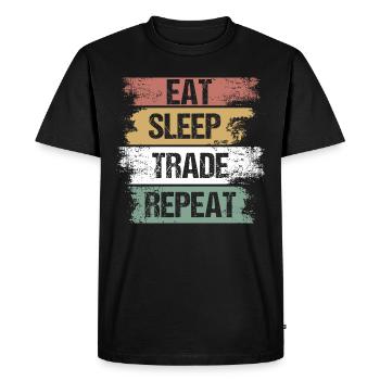 Trader - Trade - Argent - Paiement - Cadeau - T-shirt Premium bio Homme - noir - Devant - Nico (187cm)