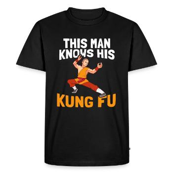 Kung Fu - Men's Premium Organic T-Shirt - black - Front - Nico (187cm)