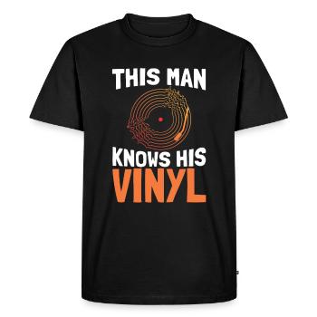 Collectionneur de disques vinyle LP - T-shirt Premium bio Homme - noir - Devant - Nico (187cm)
