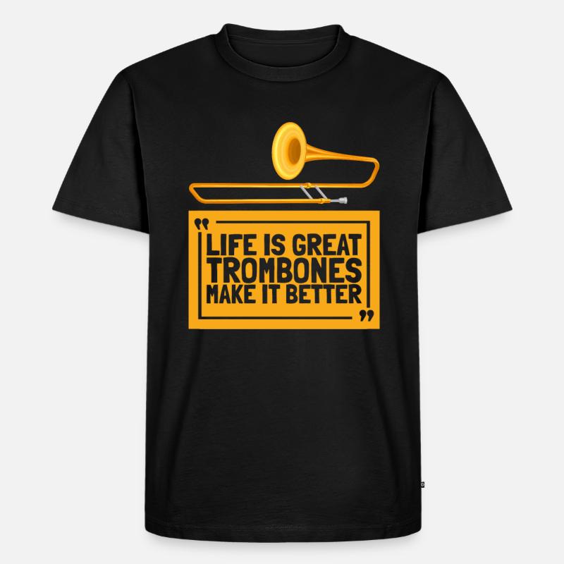 Posaune - Männer Premium Bio T-Shirt - Schwarz