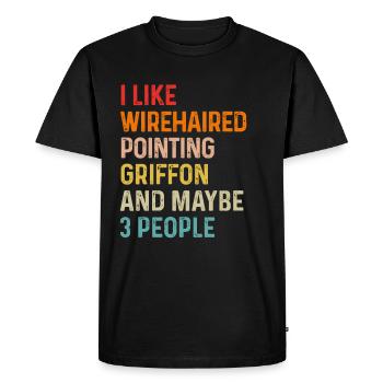 J’aime le griffon pointant à poil de fil et peut-être 3 - T-shirt Premium bio Homme - noir - Devant - Nico (187cm)