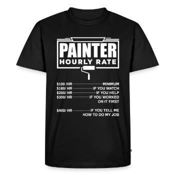 Painter Painting Painter Hourly Rate - Men's Premium Organic T-Shirt - black - Front - Nico (187cm)