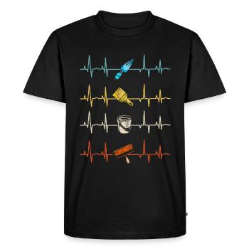 Painter Painting Heartbeat - Men's Premium Organic T-Shirt - black - Front - Nico (187cm)