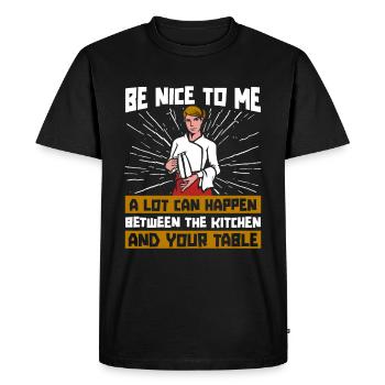 Serveuse Serveuse - T-shirt Premium bio Homme - noir - Devant - Nico (187cm)