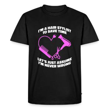 Coiffeur Coiffeur Coiffure Coiffure Coiffure Coiffure - T-shirt Premium bio Homme - noir - Devant - Nico (187cm)