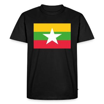 Official Myanmar Flag Burma Burman Country Pride - Men's Premium Organic T-Shirt - black - Front - Nico (187cm)