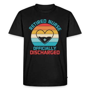 Retired Nurse Officially Discharged Post - Men's Premium Organic T-Shirt - black - Front - Nico (187cm)