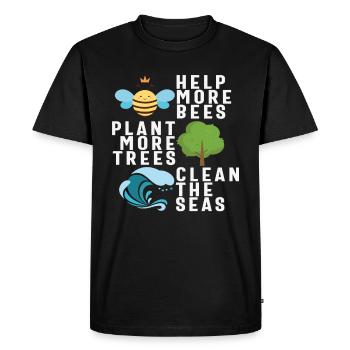 Help More Bees Plant More Trees Clean The Seas New - Men's Premium Organic T-Shirt - black - Front - Nico (187cm)