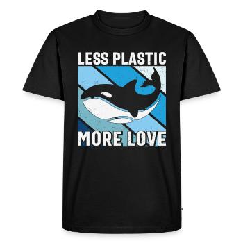 Moins de plastique Plus d’amour Sauver la mer Orque Baleine - T-shirt Premium bio Homme - noir - Devant - Nico (187cm)