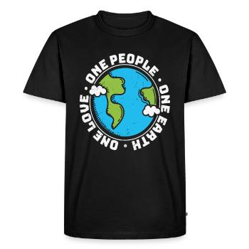 Un peuple Une Terre Un Amour Terre Citations d’amour - T-shirt Premium bio Homme - noir - Devant - Nico (187cm)