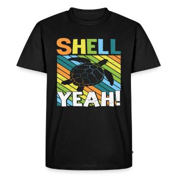 Shell Yeah Turtle Turtles Lover Funny Quotes - Men's Premium Organic T-Shirt - black - Front - Nico (187cm)