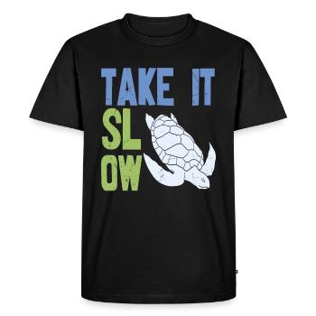 Take It Slow Tortoise Quotes - Men's Premium Organic T-Shirt - black - Front - Nico (187cm)