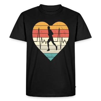 Logo de course Retro - T-shirt Premium bio Homme - noir - Devant - Nico (187cm)