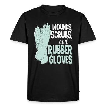 Plaies, gommages et gants en caoutchouc Doctors Vintage - T-shirt Premium bio Homme - noir - Devant - Nico (187cm)
