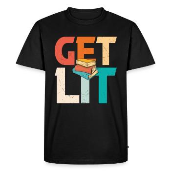 Obtenir des citations de livres éclairés - T-shirt Premium bio Homme - noir - Devant - Nico (187cm)