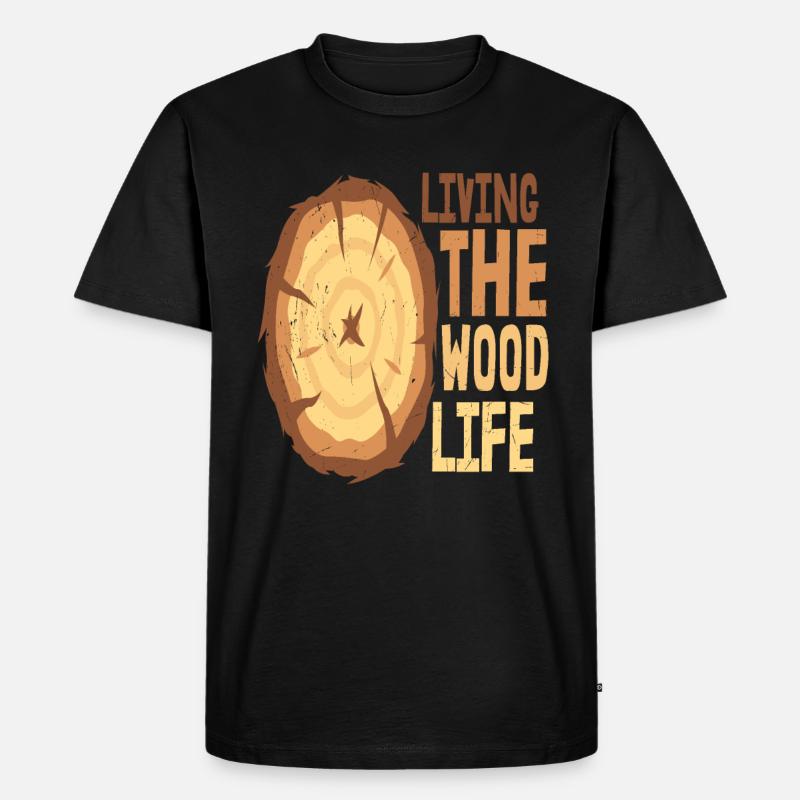 Das Holzleben leben - Männer Premium Bio T-Shirt - Schwarz