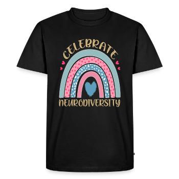 Célébrez la neurodiversité Citations de neurodiversité - T-shirt Premium bio Homme - noir - Devant - Nico (187cm)