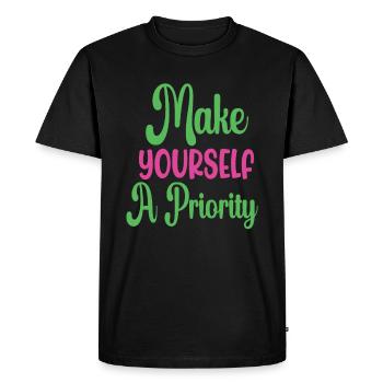Faites-vous une priorité en matière de santé mentale - T-shirt Premium bio Homme - noir - Devant - Nico (187cm)