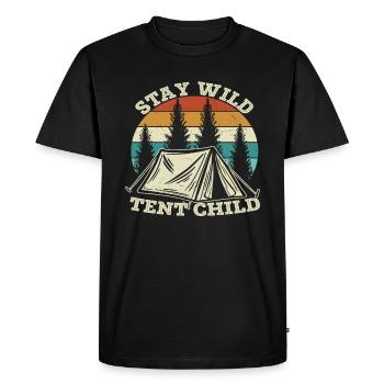 Stay Wild Tent Child Camping Quotes - Men's Premium Organic T-Shirt - black - Front - Nico (187cm)
