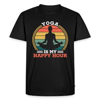 Yoga Is My Happy Hour Yoga Citations - T-shirt Premium bio Homme - noir - Devant - Nico (187cm)