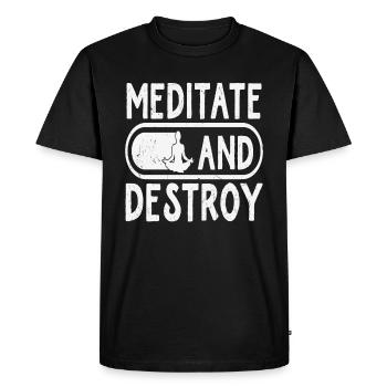 Meditate And Destroy - Men's Premium Organic T-Shirt - black - Front - Nico (187cm)