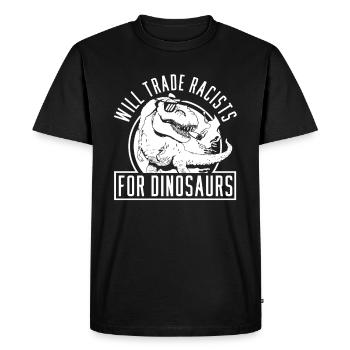 Dinosaure antiraciste - T-shirt Premium bio Homme - noir - Devant - Nico (187cm)