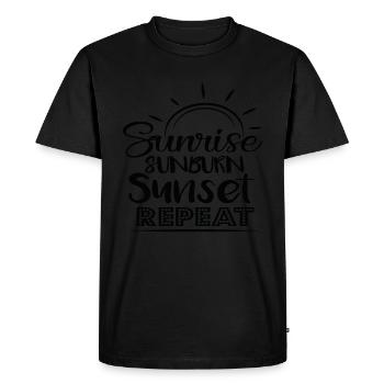 Lever de soleil Coup de soleil Coucher de soleil Répéter les citations d’été - T-shirt Premium bio Homme - noir - Devant - Nico (187cm)