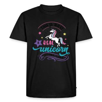 This Is What Real Unicorns Look Like Coloured - Men's Premium Organic T-Shirt - black - Front - Nico (187cm)