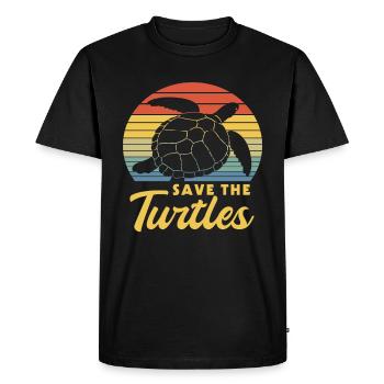Save The Turtles Retro - Men's Premium Organic T-Shirt - black - Front - Nico (187cm)