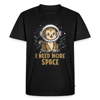 Monkey Astronaut I Need More Space - Men's Premium Organic T-Shirt - black - Front - Nico (187cm)