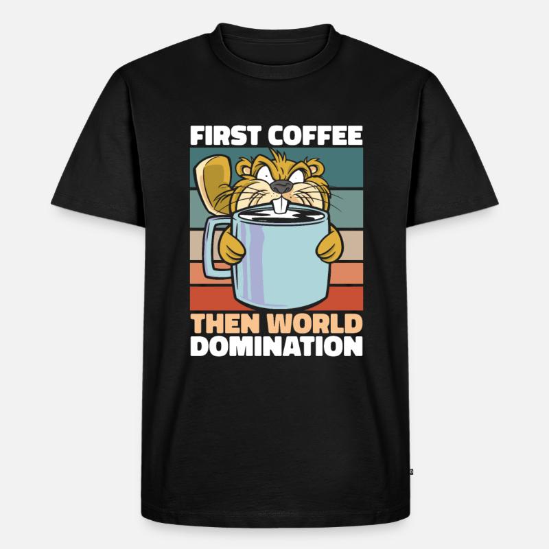 Biber Kaffee - Männer Premium Bio T-Shirt - Schwarz