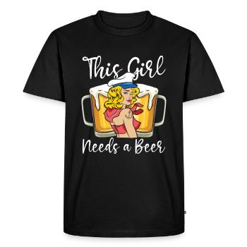 Voile Sailor Sailboat Bière - T-shirt Premium bio Homme - noir - Devant - Nico (187cm)