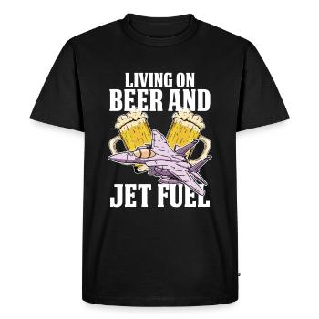 Airplane Mechanic Beer Jet - Men's Premium Organic T-Shirt - black - Front - Nico (187cm)
