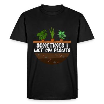 Sometimes I wet my Plants - Men's Premium Organic T-Shirt - black - Front - Nico (187cm)
