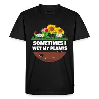 Sometimes I wet my Plants - Men's Premium Organic T-Shirt - black - Front - Nico (187cm)