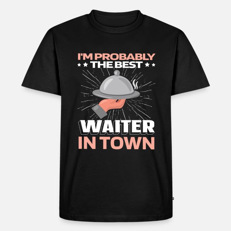 Kellner Kellnerin Witzig - Männer Premium Bio T-Shirt - Schwarz